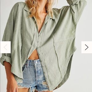 free people urban outfitters “One and Only Buttondown” green tea leaves color
